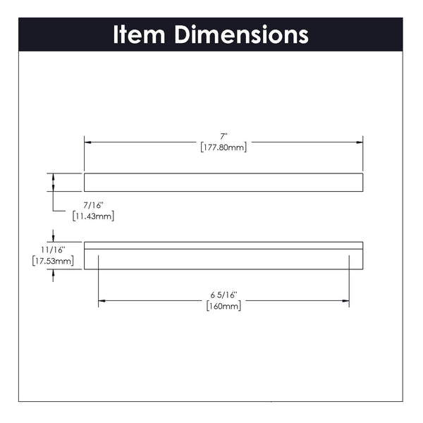 Streamline Pull 6-5/16 Inch (160mm) Center to Center Flat Onyx