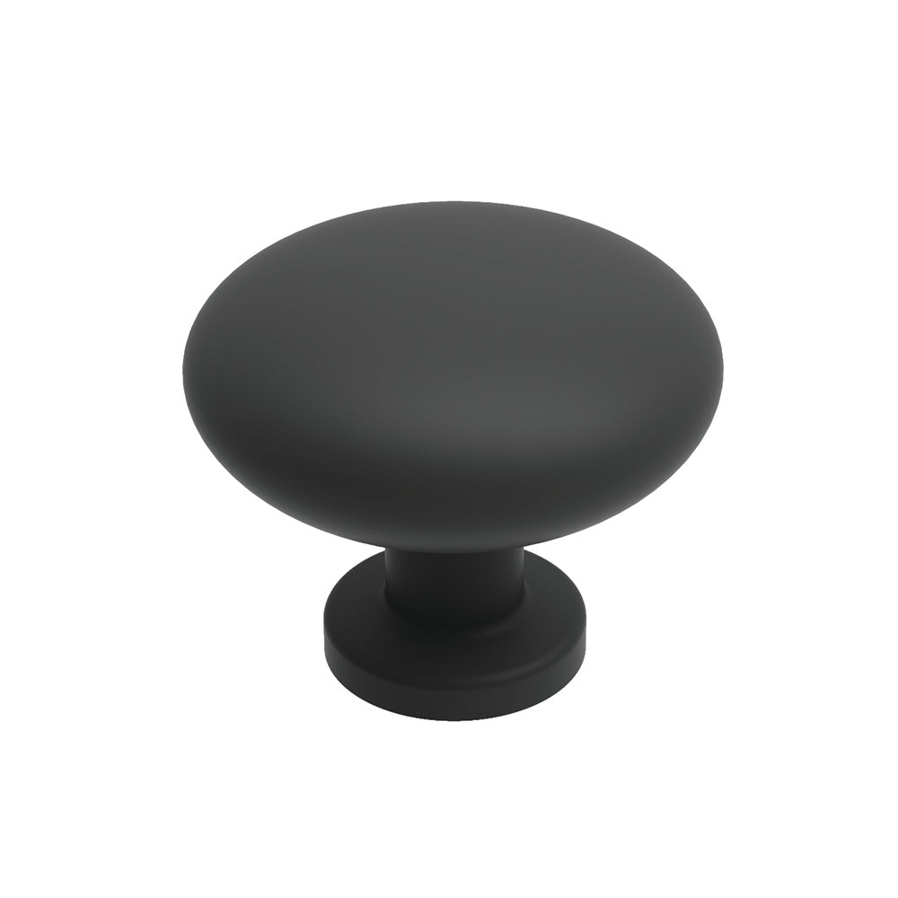Worthington Knob 1-1/8 Inch Diameter Matte Black Finish (10 Pack)