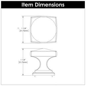 Dover Knob 1-1/4 Inch Square Chrome