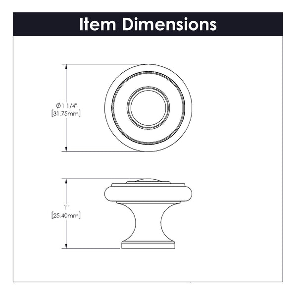 Cottage Knob 1-1/4 Inch Diameter Stainless Steel