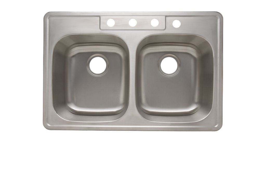 33" Double Basin Kitchen Topmount Sink ADA Compliant