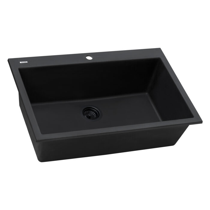 Granite Topmount 30x20 Single Basin Sink Midnight Black