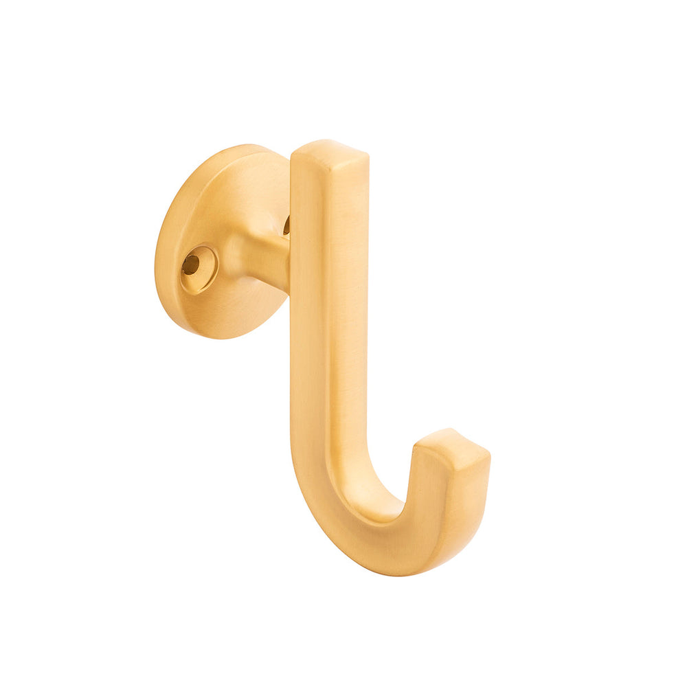 Woodward Hook 1-1/8 Inch Center to Center Brushed Golden Brass
