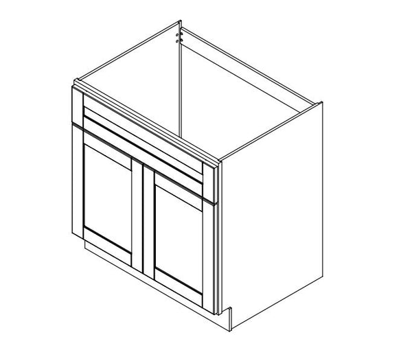 Hampton Pewter 33 in. Wide x 24 in. Deep x 34.5 in. Tall - Sink Base Shaker Cabinet