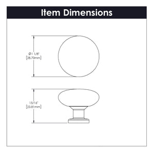 Worthington Knob 1-1/8 Inch Diameter Matte Black Finish (10 Pack)