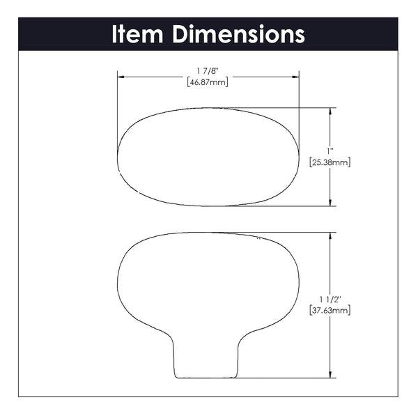 Carbonite Knob 1-7/8 Inch x 1 Inch Black Iron