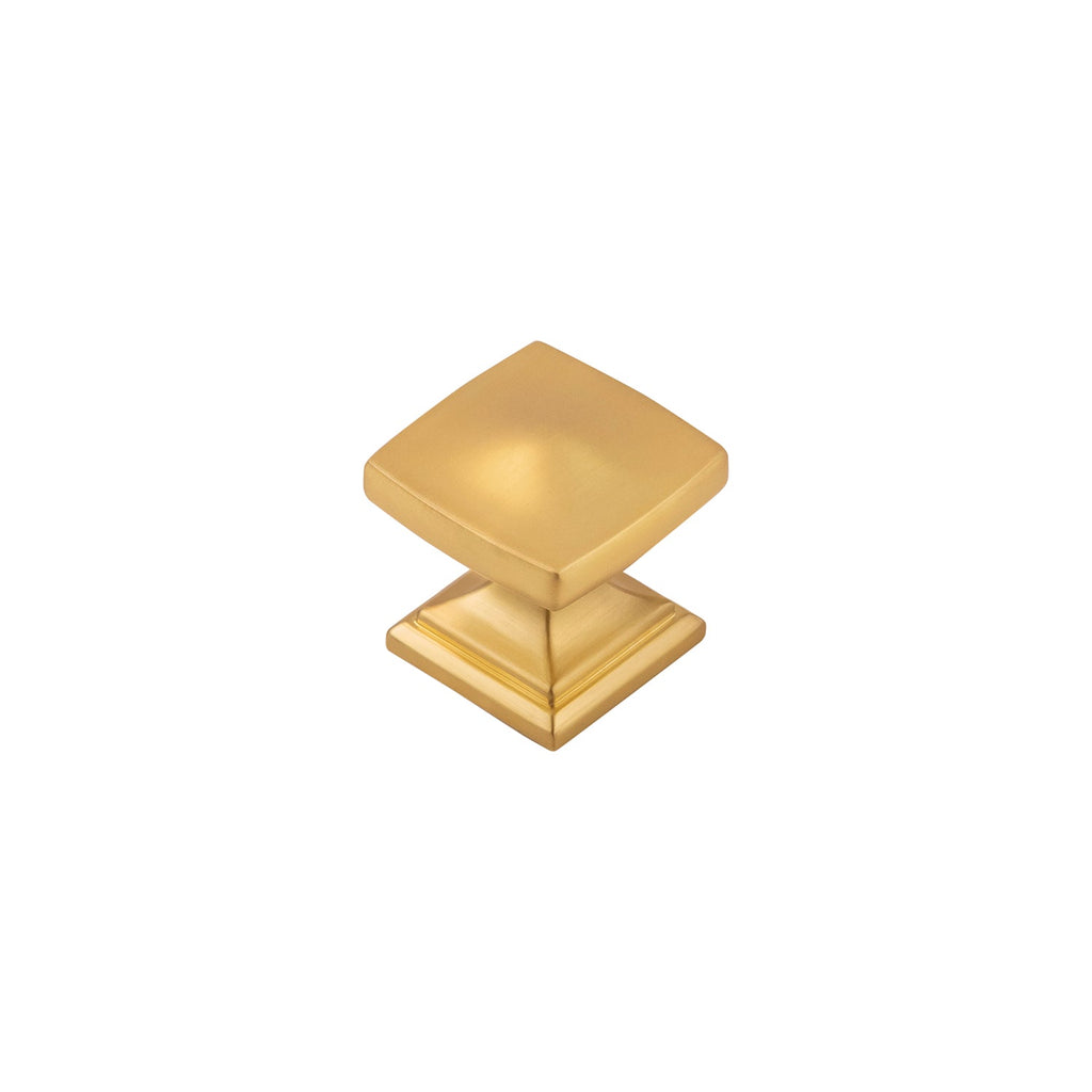 Dover Knob 1-1/4 Inch Square Brushed Golden Brass Finish
