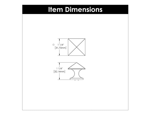 Studio Knob 1-1/4 Inch Square Satin Nickel