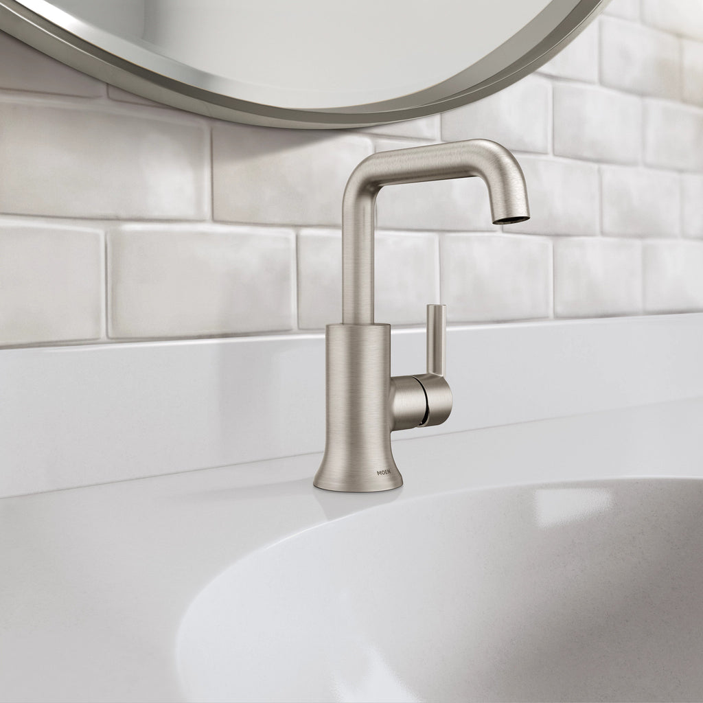 MOEN® Zyla™  One-Handle Spot Resist Brushed Nickel High-Arc Bathroom Faucet