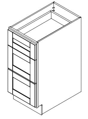Platinum Grey 15 in. Wide x 24 in. Deep x 34.5 in. Tall - 3-Drawer Base Shaker Cabinet