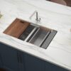 33" Workstation Double Basin Kitchen Sink