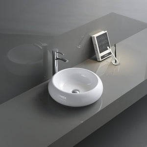 18 '' Round Bathroom Vessel Sink White Above Vanity Counter Circular Porcelain Ceramic