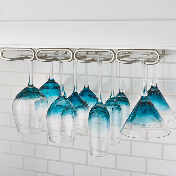 11” Quad Stemware Holder in Satin Nickel