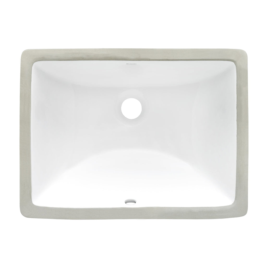 Ruvati Vanity 20 x 15 Undermount White Rectangular Porcelain Ceramic with Overflow