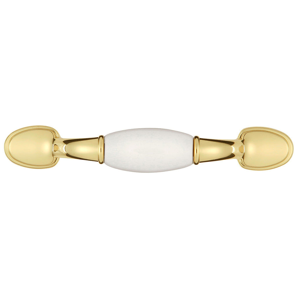 Tranquility Pull 3 Inch Center to Center Polished Brass with White Insert Finish