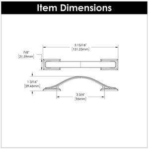 Dover Pull 3-3/4 Inch (96mm) Center to Center Chrome