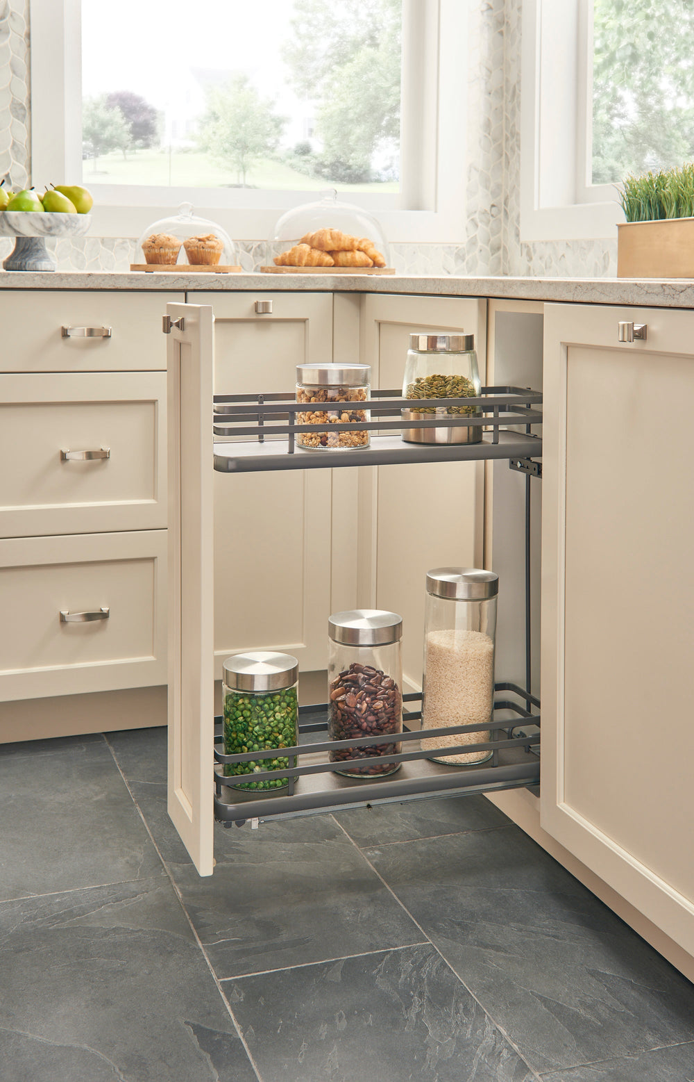 Euro Pullout 9.5'' Two Tier Shelf Organizer GRY
