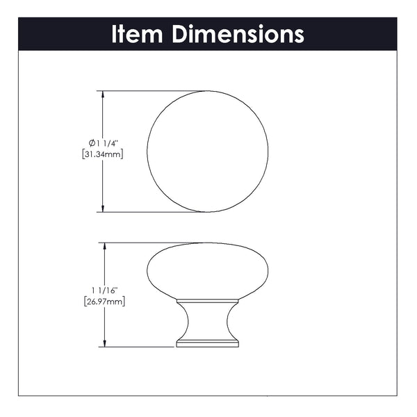 Cottage Knob 1-1/4 Inch Diameter Matte Black