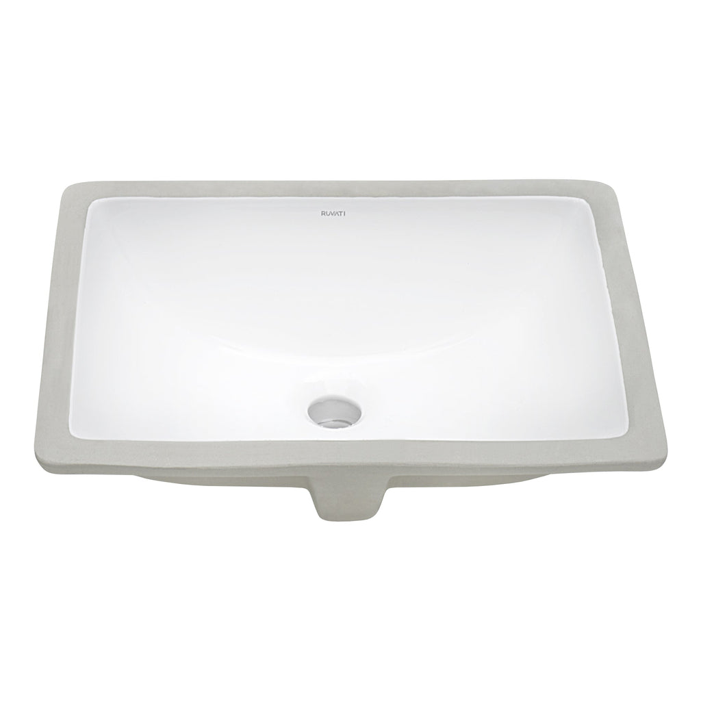 17 x 12 '' Undermount Bathroom Vanity Sink White Rectangular Porcelain Ceramic with Overflow