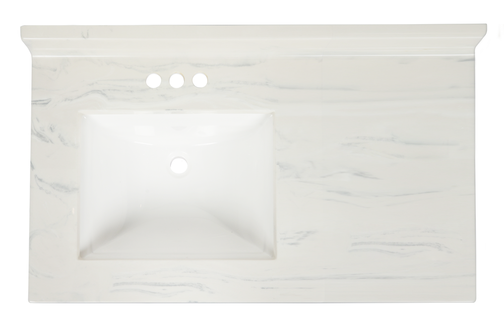 Pronto Vanity Carrara White 22'' x 37'' Top Left Offset