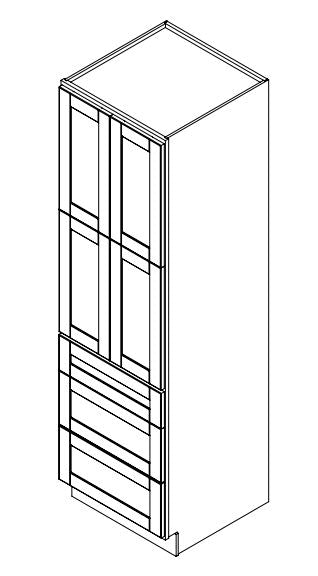 Platinum Grey Shaker 18 in. x 24 in. x 84 in. 3-Drawer Pantry Cabinet