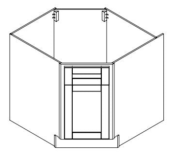 Hampton Pewter 36 in. Wide x 24 in. Deep x 34.5 in. - Corner Sink Base Shaker Cabinet