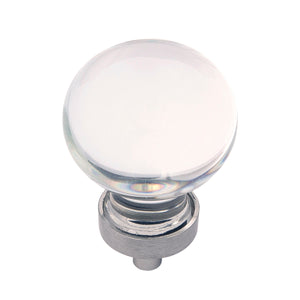 Crystal Palace Knob 1-3/8 Inch Diameter Glass with Satin Nickel