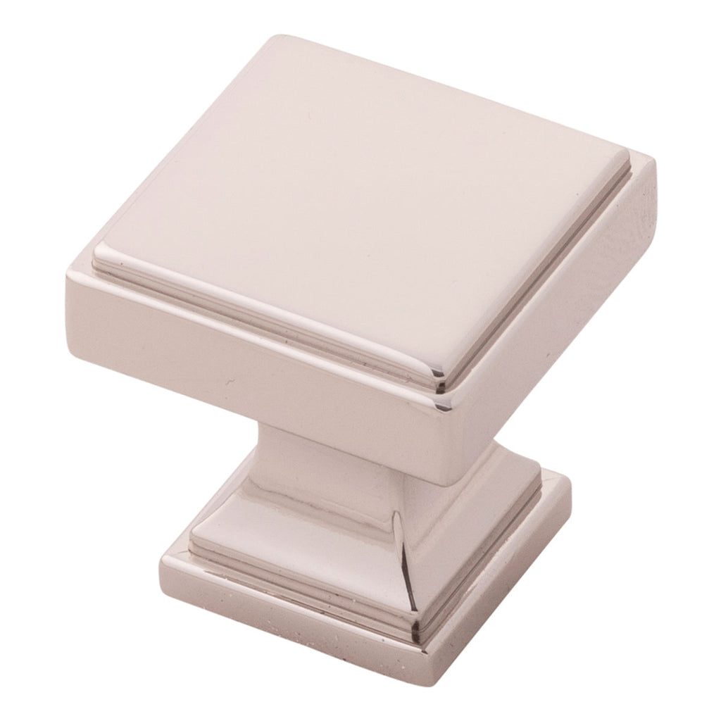 Brownstone Knob 1-1/8 Inch Square Polished Nickel Finish