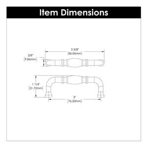 Williamsburg Pull 3 Inch Center to Center Polished Brass