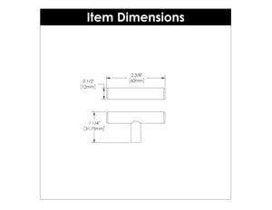 Bar T-Knob 2-3/8 Inch x 1/2 Inch Matte Black
