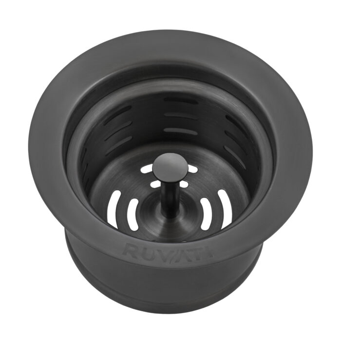 Extended Garbage Disposal Flange with Deep Basket Strainer Gunmetal Black Stainless Steel