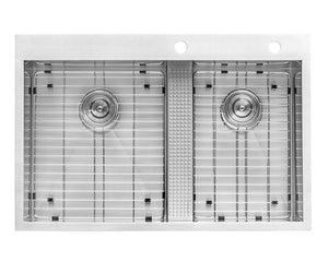 Topmount 33x22 w/ platform 60/40 L Double Basin Sink