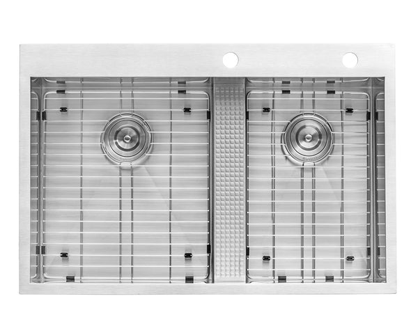 Topmount 33x22 w/ platform 60/40 L Double Basin Sink