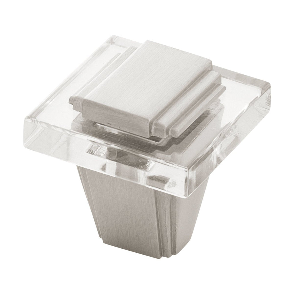 Belleclaire Knob 1-1/4 Inch Square Satin Nickel Finish