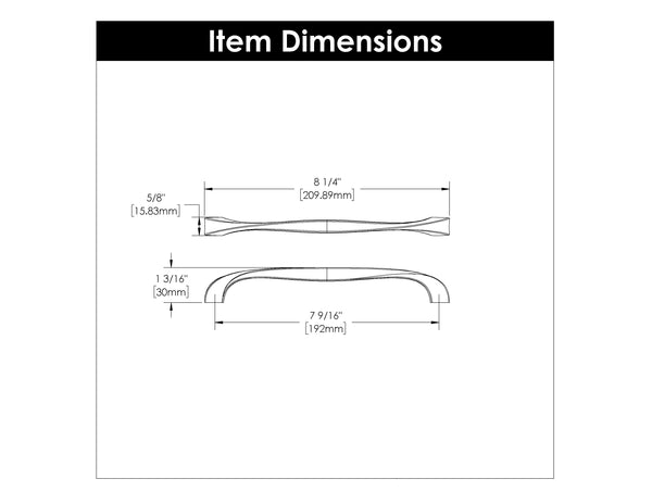 Twist Pull 7-9/16 Inch (192mm) Center to Center Satin Nickel