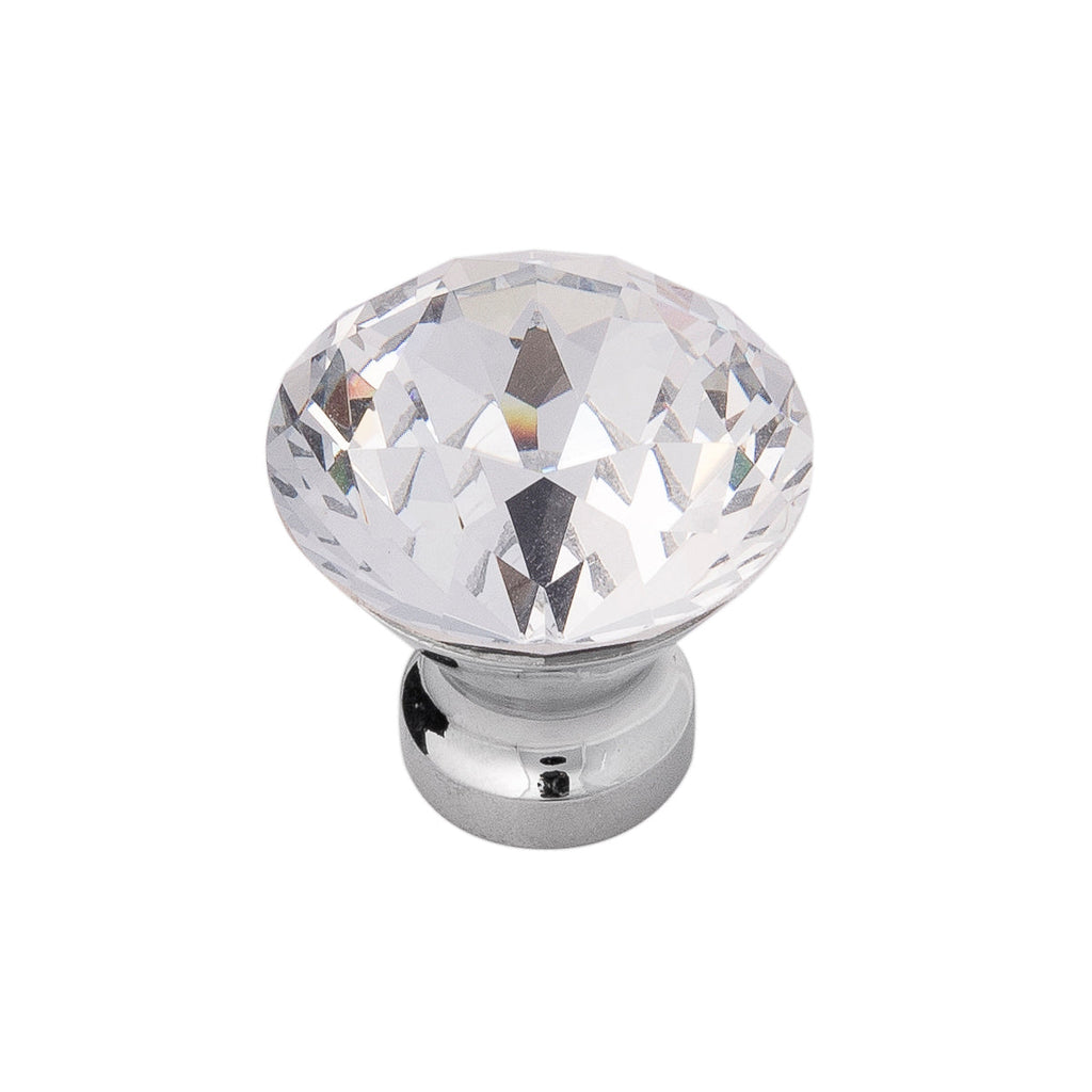 Crystal Palace Knob 1-1/4 Inch Diameter Glass with Chrome Finish