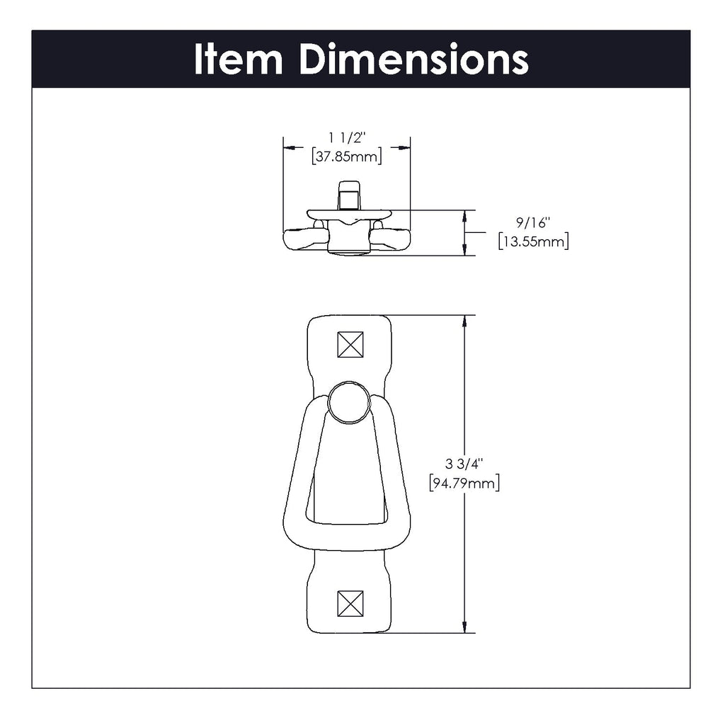 Old Mission Ring Pull 1-1/4 Inch Center to Center Black Mist Antique Finish