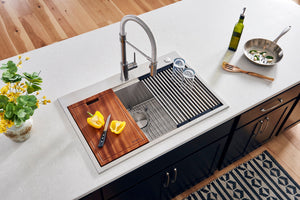 Topmount Workstation 30x22 Single Basin Sink