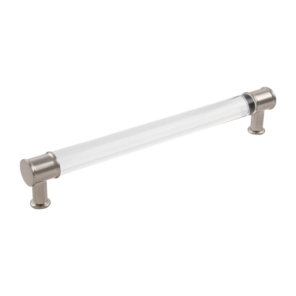 Midway Pull 8-13/16 Inch (224mm) Center to Center Crysacrylic with Satin Nickel Finish