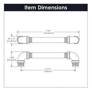 Pipeline Pull 5-1/16 Inch (128mm) Center to Center Black Nickel Vibed