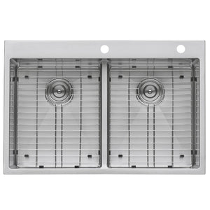 Topmount 33x22 Low Divide 50/50 Double Basin Sink