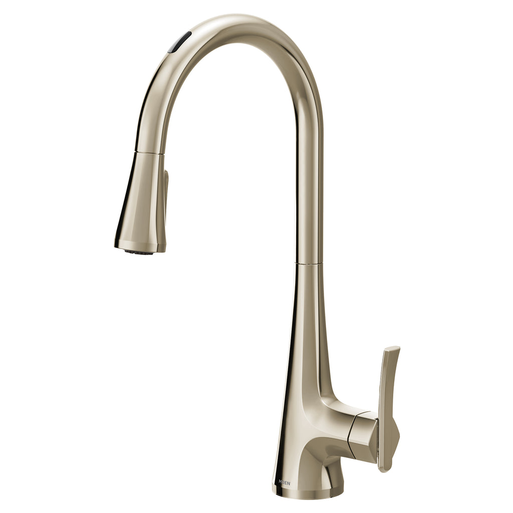 MOEN® Polished Nickel Smart Motion and Voice High Arc Kitchen Faucet