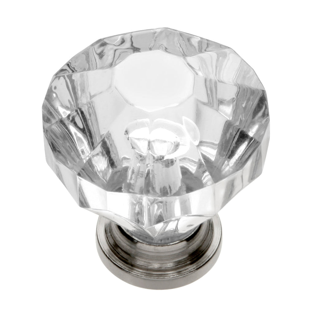 Crystal Palace Knob 1-1/4 Inch Diameter Crysacrylic with Polished Nickel Finish