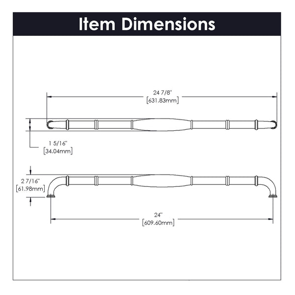 Williamsburg Appliance Pull 24 Inch Center to Center Stainless Steel