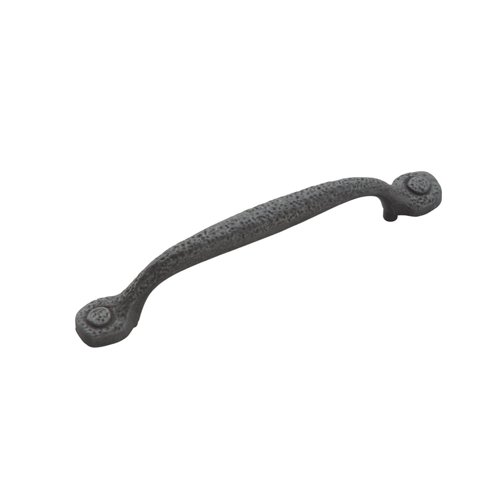 Refined Rustic Pull 5-1/16 Inch (128mm) Center to Center Black Iron Finish