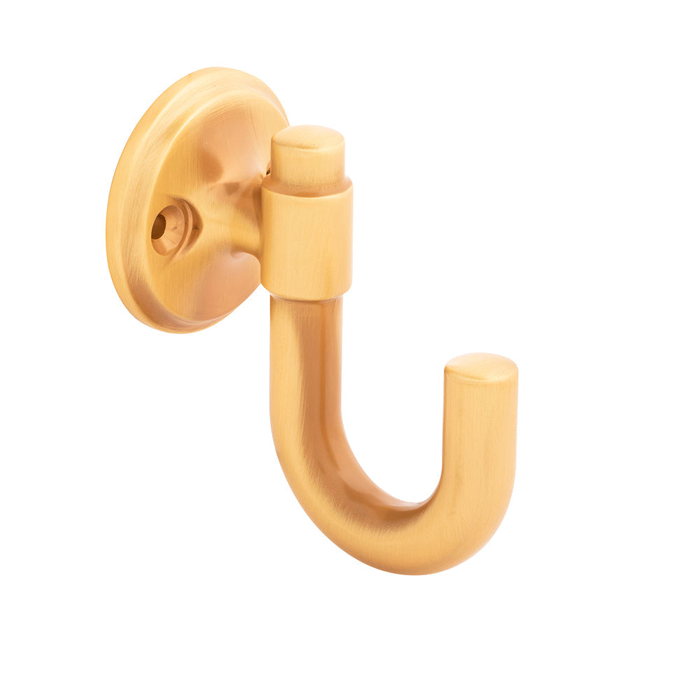 Piper Hook 1-1/8 Inch Center to Center Brushed Golden Brass Finish