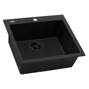 Granite Topmount 22x20 Single Basin Sink Midnight Black