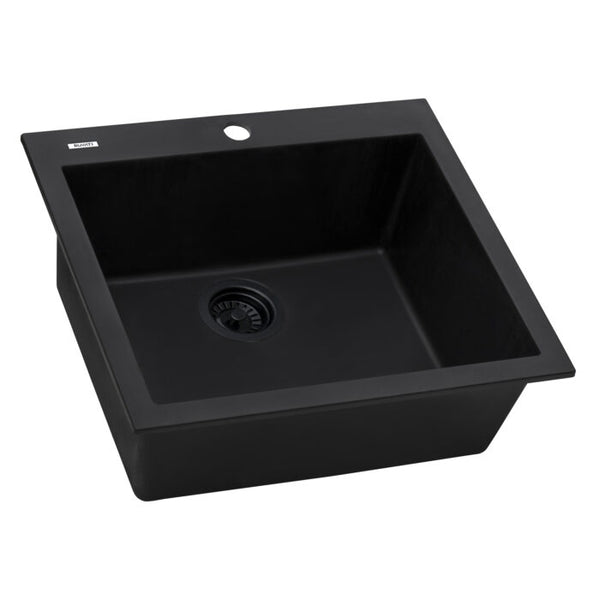 Granite Topmount 22x20 Single Basin Sink Midnight Black
