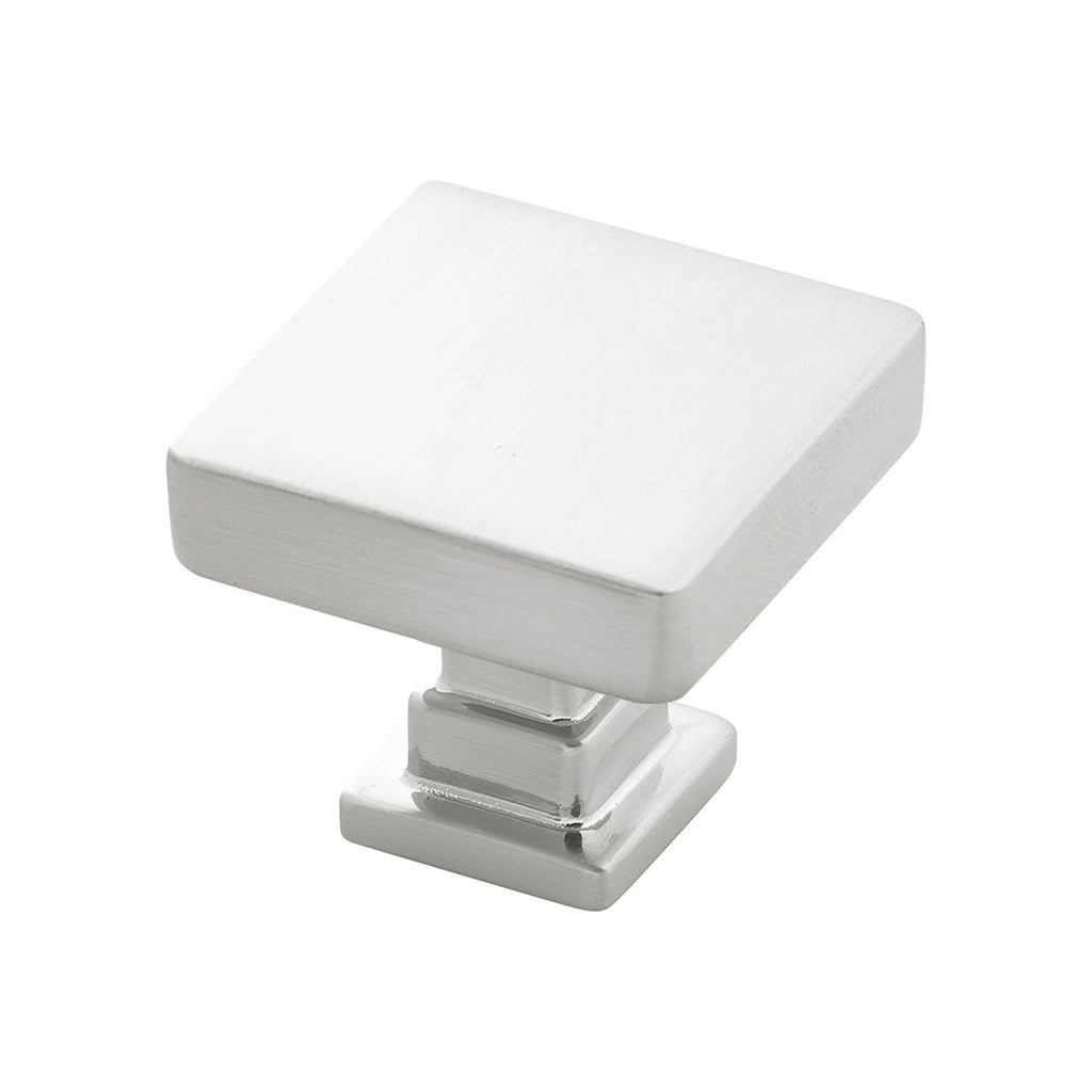 Brighton Knob 1-1/4 Inch Square Satin Nickel Finish