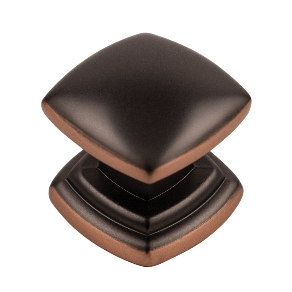 Euro-Contemporary Knob 1-1/4 Inch Square Oil-Rubbed Bronze Highlighted